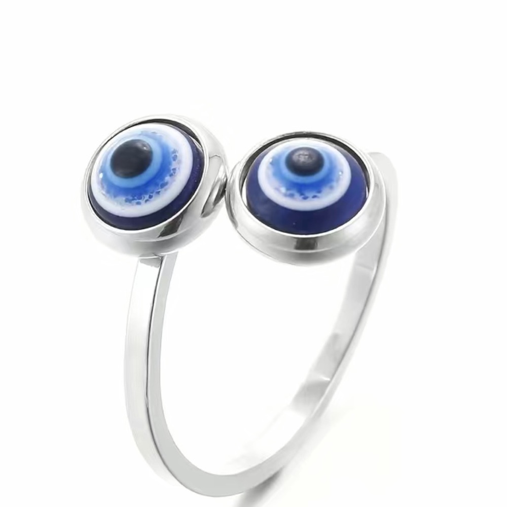 Ladies Evil Eye Ring  Stainless Steel Opening Ring Ward Off
Bad Luck Finger Ring